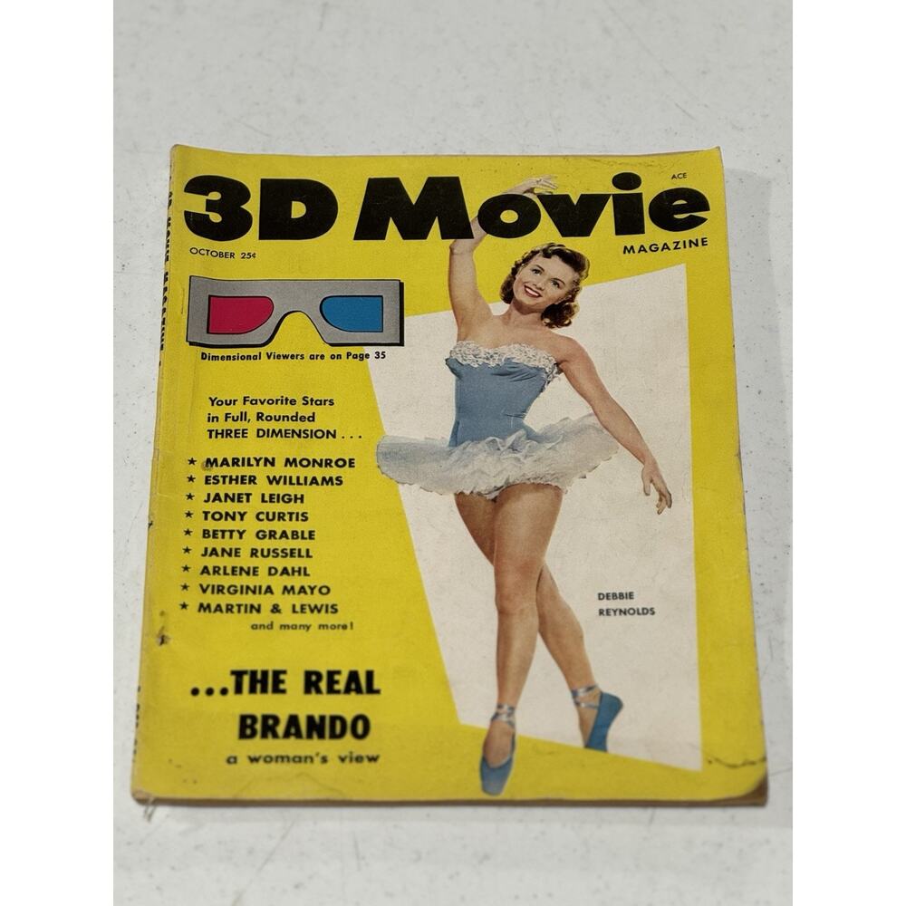 Vintage 3D Movie Magazine Oct 1953 Debbie Reynolds Monroe w/ Glasses READ DESC